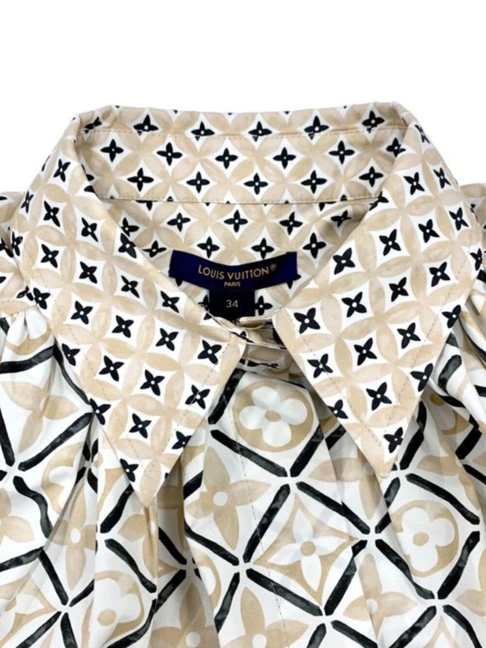 Louis Vuitton By The Pool Blouse Shirt Cotton Beige Monogram Cape - Picture 5 of 8